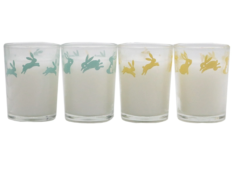 Esater Festival Set of 4 Glass Candles Gift Set with Silkscreen in Gift Box for Home Decor