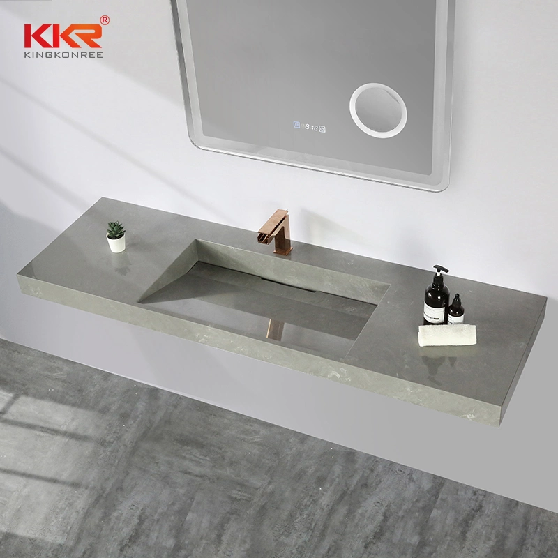 New Design Marble Grey Wall Hung Wash Basin Stone Bathroom Sink