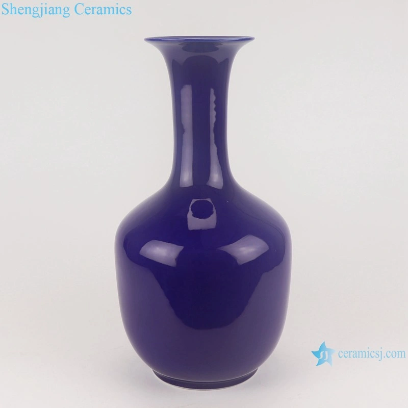 Altar Blau Farbe Glasiert Langen Hals Antike Porzellan Vase Blume Keramik