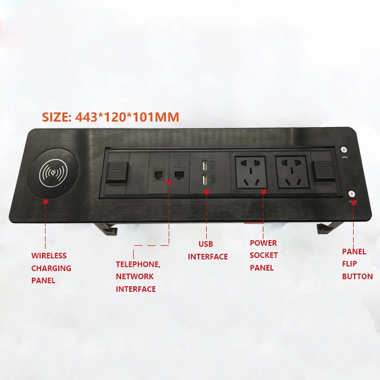 Bnt Escritorio Multimedia Móvil Wreless voltear la toma de carga eléctrica multifunción integrado toma de escritorio de oficina