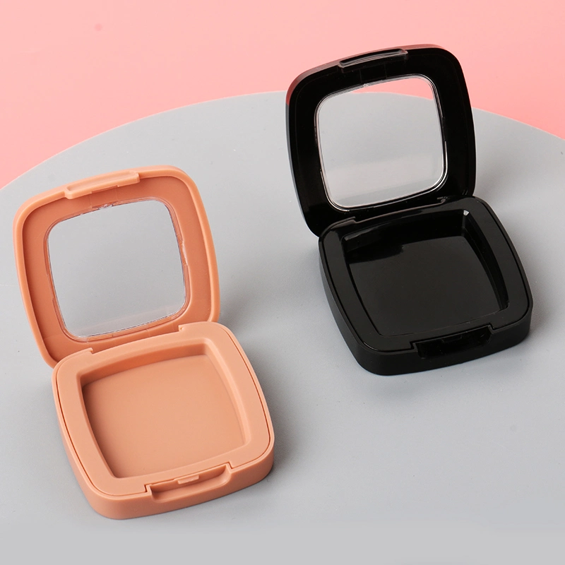 Customized Color White Color Makeup Tools Containers Loose Powder Hot Stamping ABS Press Powder Compact Case Packaging