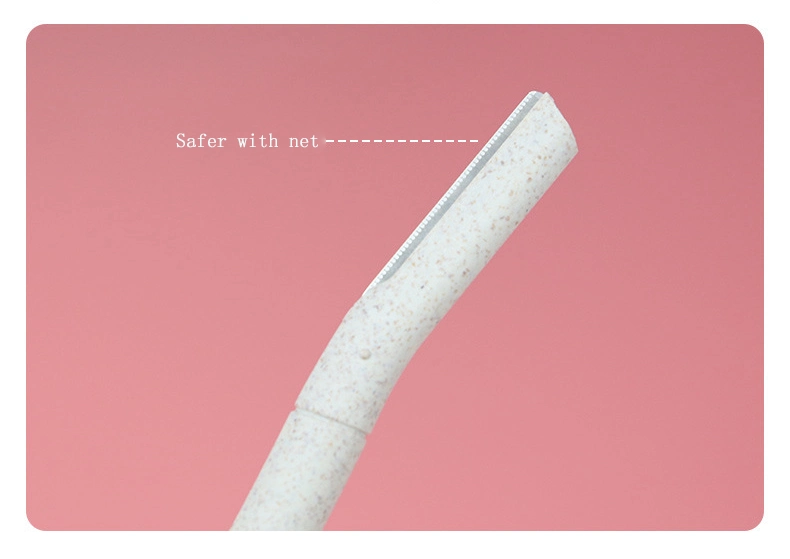 Biodegradable Eco-Friendly Wheat Straw Material Eyebrow Razor with Micro Safety Guard Natural Color