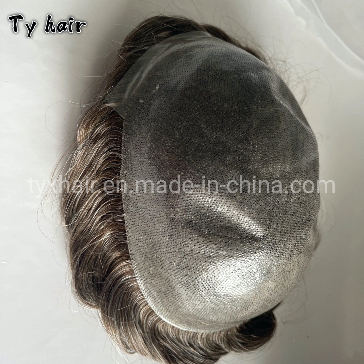 Skin Base Hair Color 4 with 40 Synthetic Single Knots Men PU Toupee Hair Replacement Unit Systems