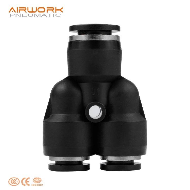 Pwy Pneumatic Fitting Supplier PVC Y Shape T Pipe Reducing Plastic Fitting PU Tube Connector