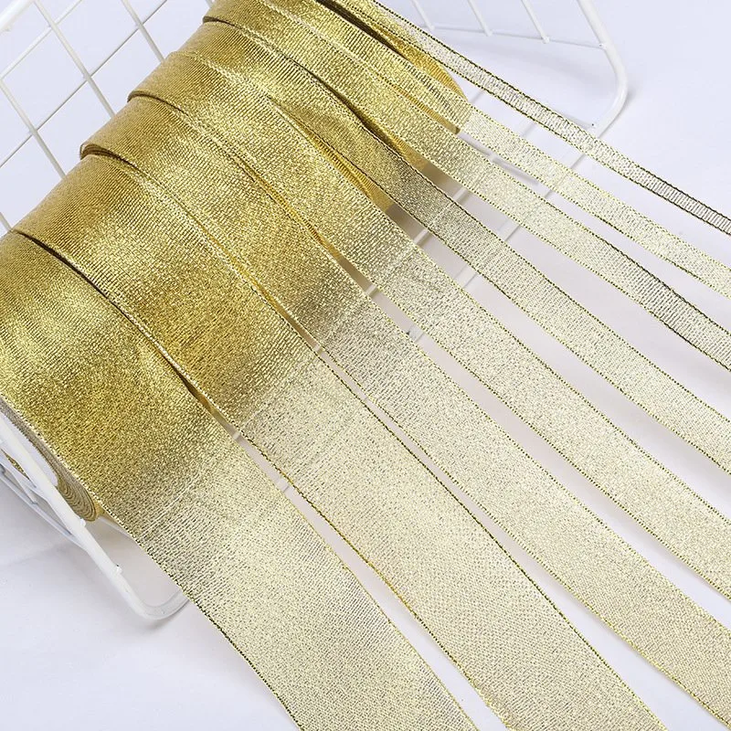 Gold Ribbon Flower Packaging Webbed Yarn Party Supplies Art DIY Materials Transparent Gift Packing Decoration Wrapping Ribbon