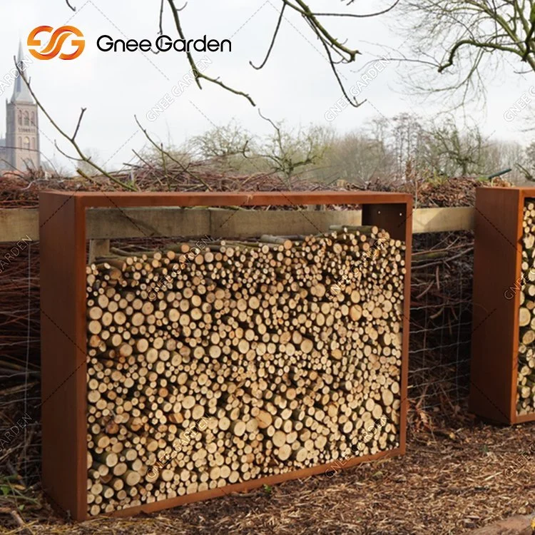 Design simples Corten Steel Rusty Wood Storage