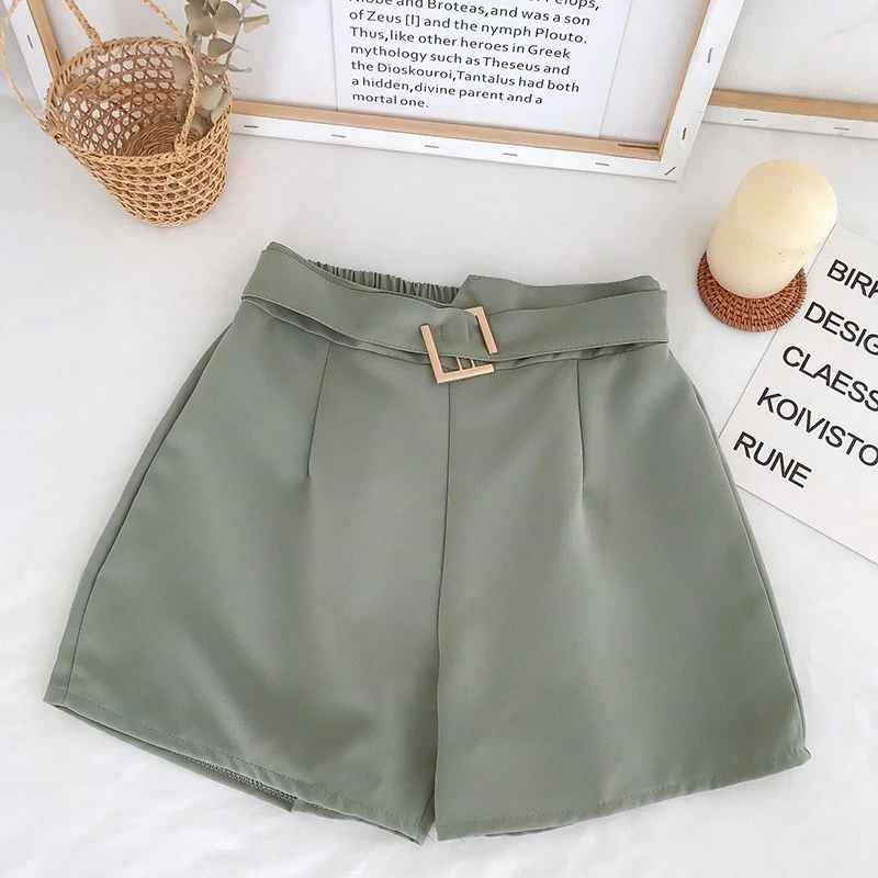 Colorful Stylish Vintage Cute High Waisted Shorts Wide Leg Short with Belt for Women and Girls