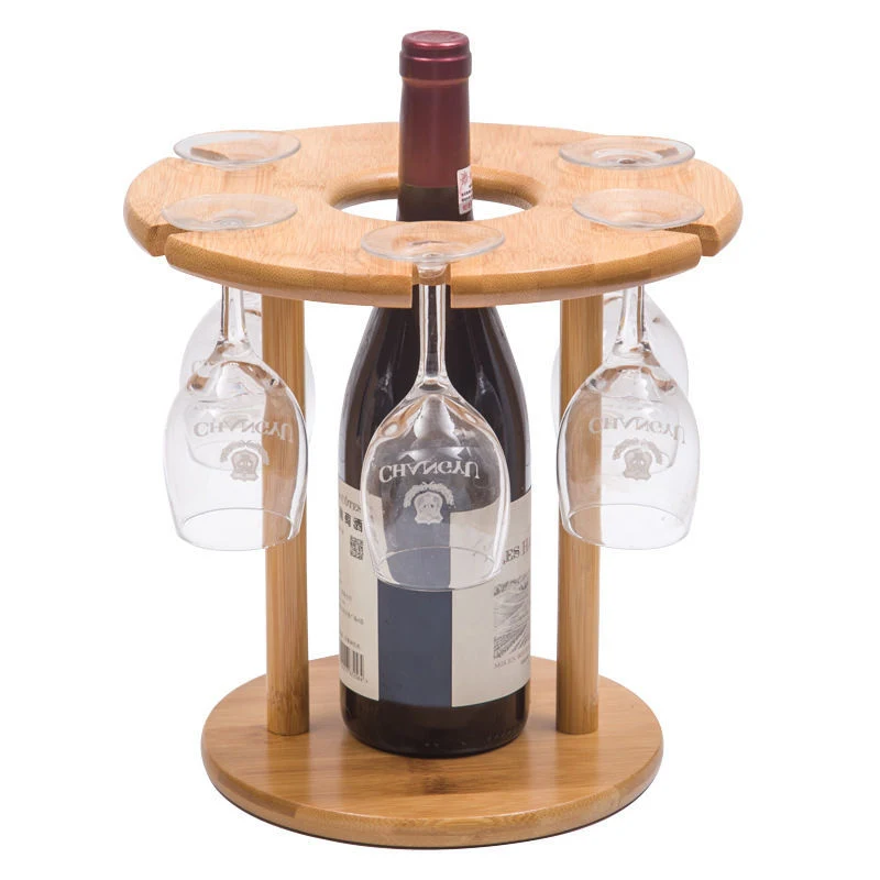 Wine Glass Drying Rack and Bottle Holder, Natural Wood Bamboo Wine Rack