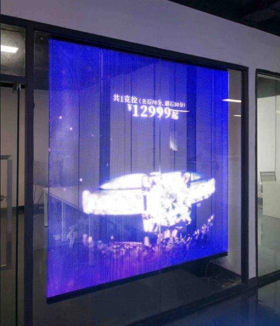 Indoor Mesh Full Color Rental LED Video Screen Fixed Transparent P3.91-7.81 Glass LED Display