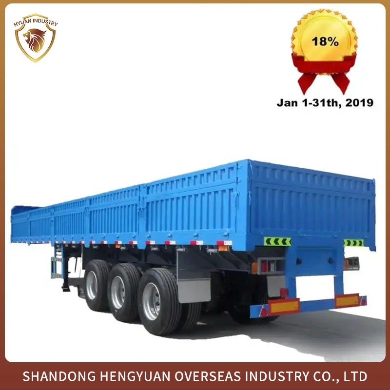 Sale Heavy Duty Side Wall Flat Bed Semi Trailer 3axle 50ton Low Price Freight Semi Trailer ABS Optional Side Wall Semi Trailer