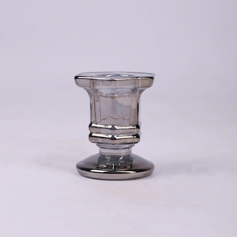 Grey Glass Candle Holder Glass Candle Jar Glassware for Wedding Hotel