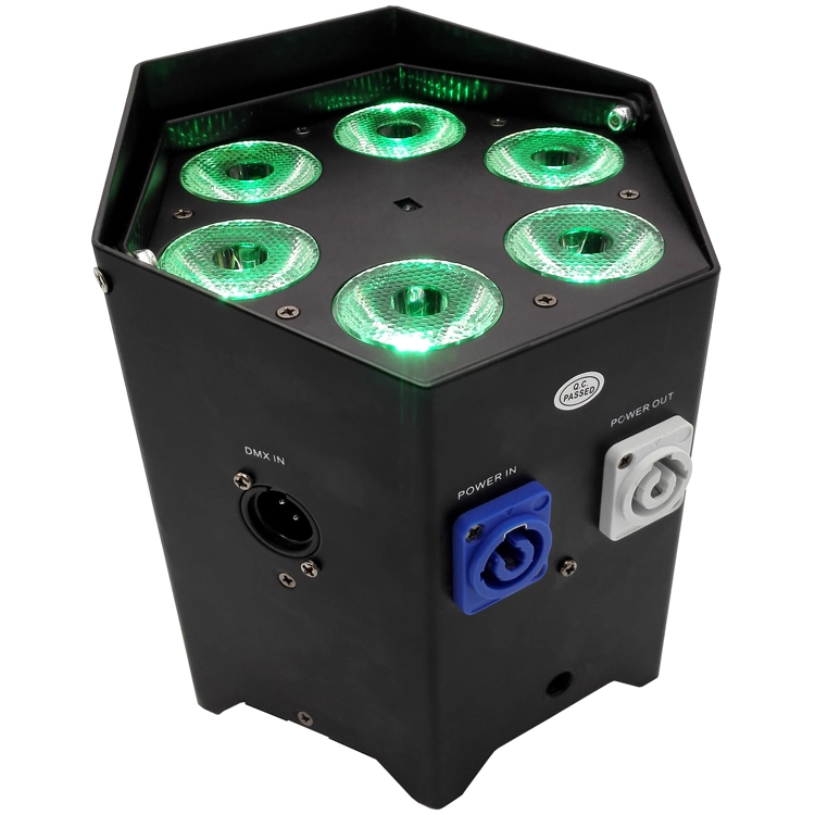 Com o controle de aplicativos de telefonia móvel DMX 6X18W 6NO1 RGBWA+UV LED da bateria PAR Luz para DJ Stage KTV discotecas