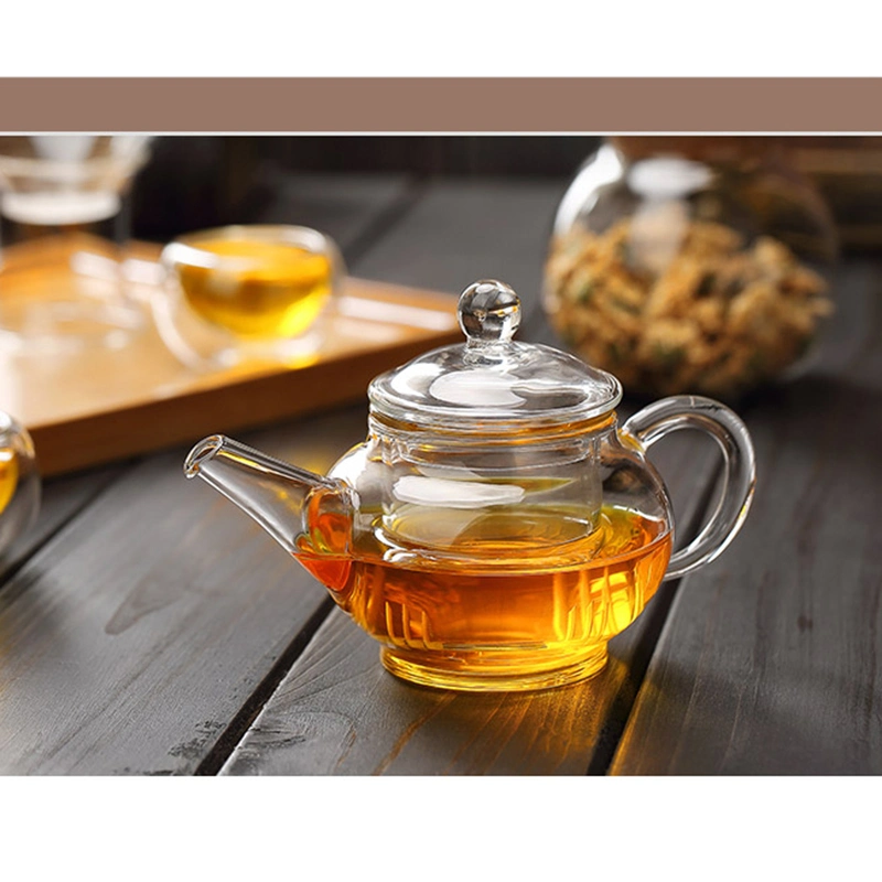 Wholesale Hand Blown Heat Resistant Clear Glass Tea Set Luxe Teapot with Infuser and Warmer