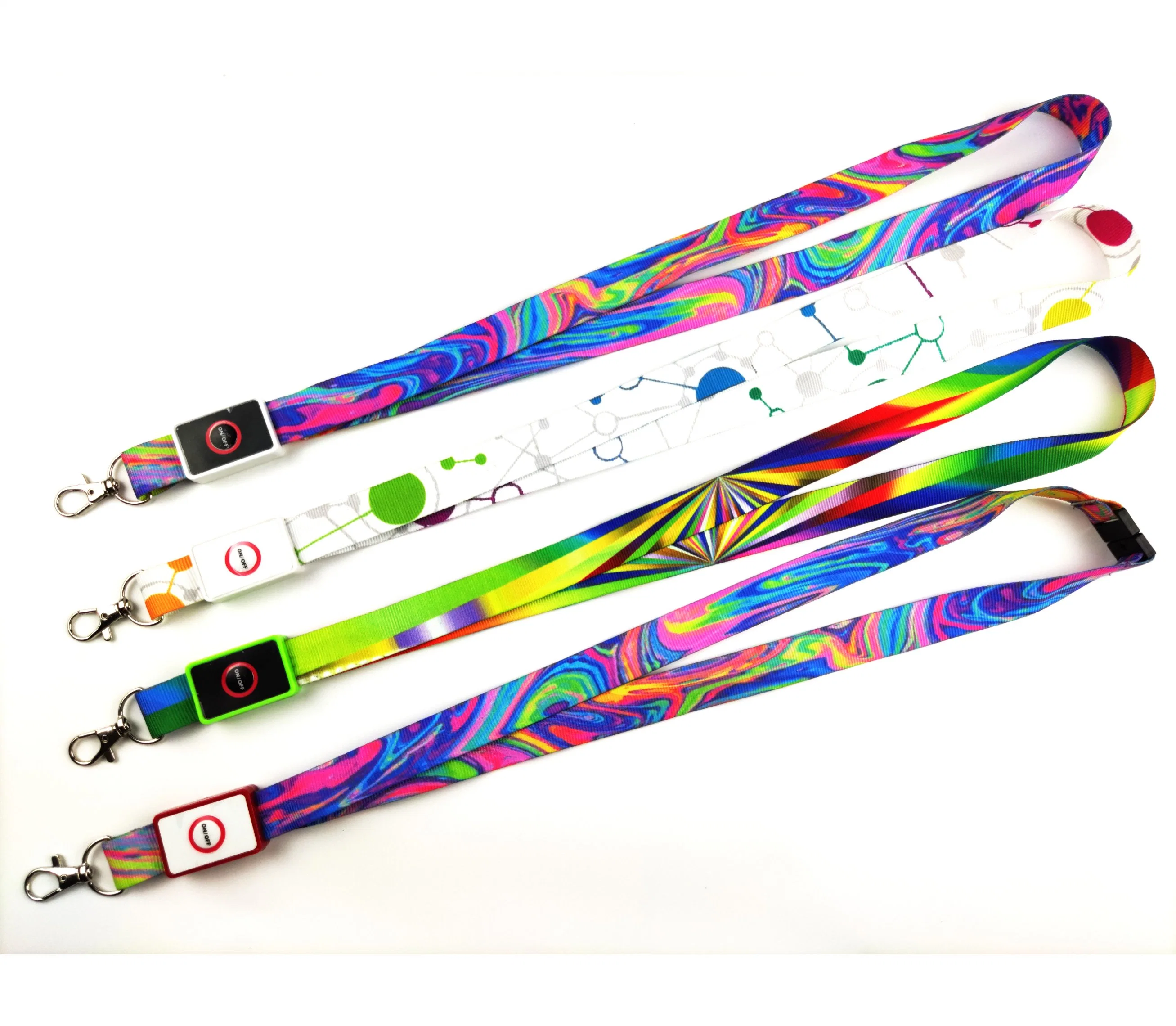 Impression personnalisée en gros de logo Lanyard clignotant LED éclairé