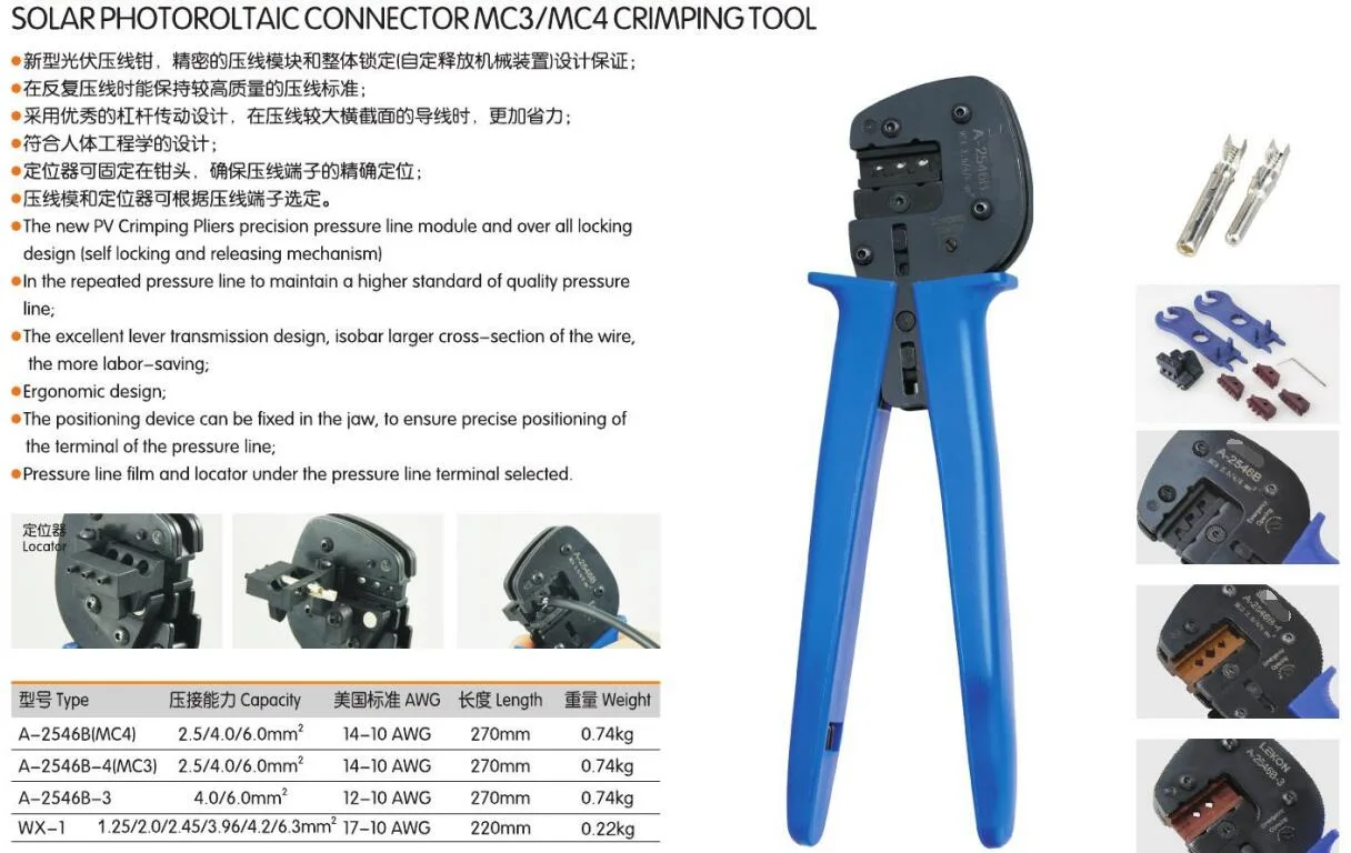 Solar Tool Set Kit Tasche Hand Werkzeug Crimpwerkzeug Schneiden Werkzeug Kabelabisolierer Drahtschneider Schraubenschlüssel 2,5/4/6mm2 Hardware Werkzeug für MC4 PV Solar-Steckverbinderpanel