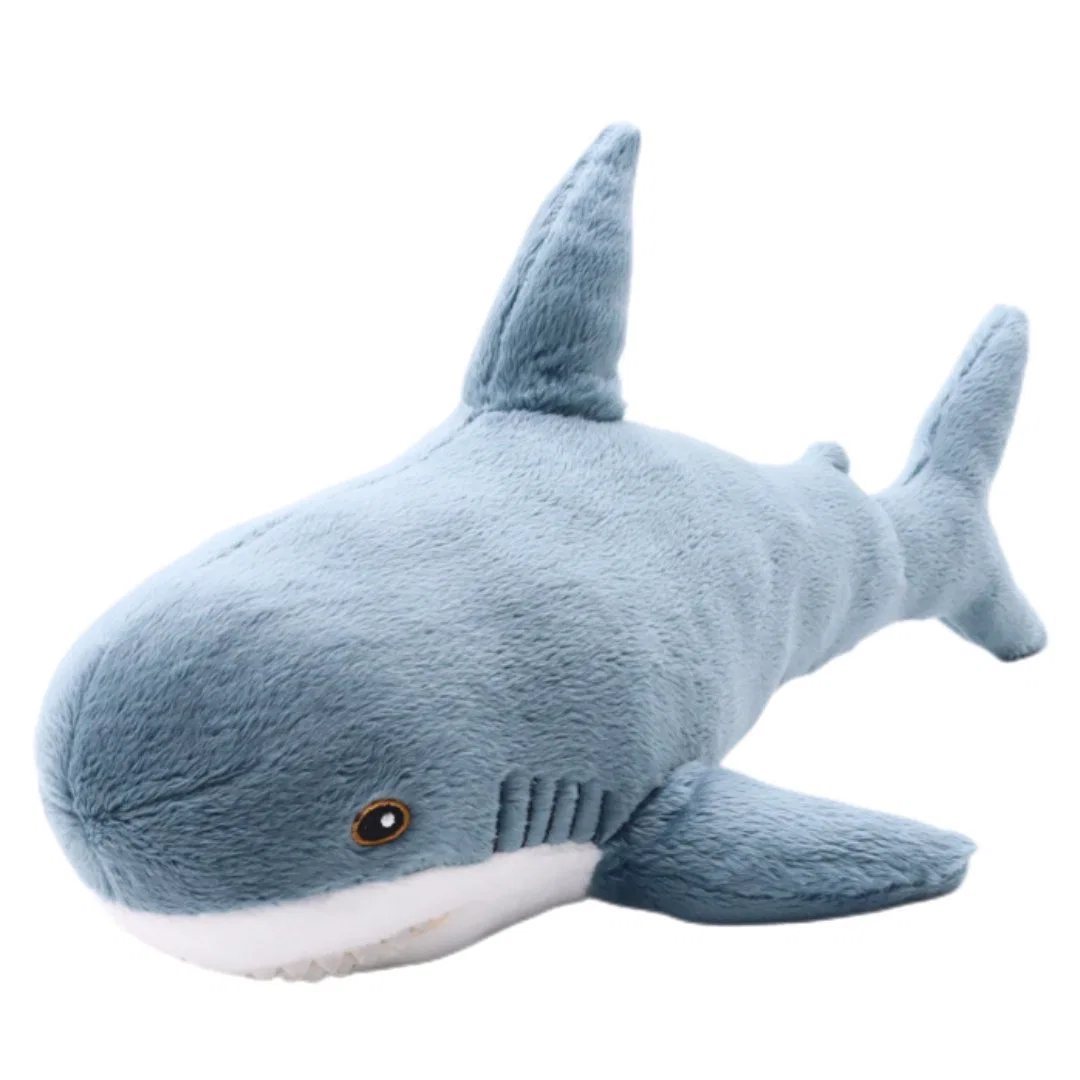 Custom Kids Soft Plush Toy Blue Shark with Embroideried Eyes Children Gift 45cm Baby Stuffed Sea Animal Toys