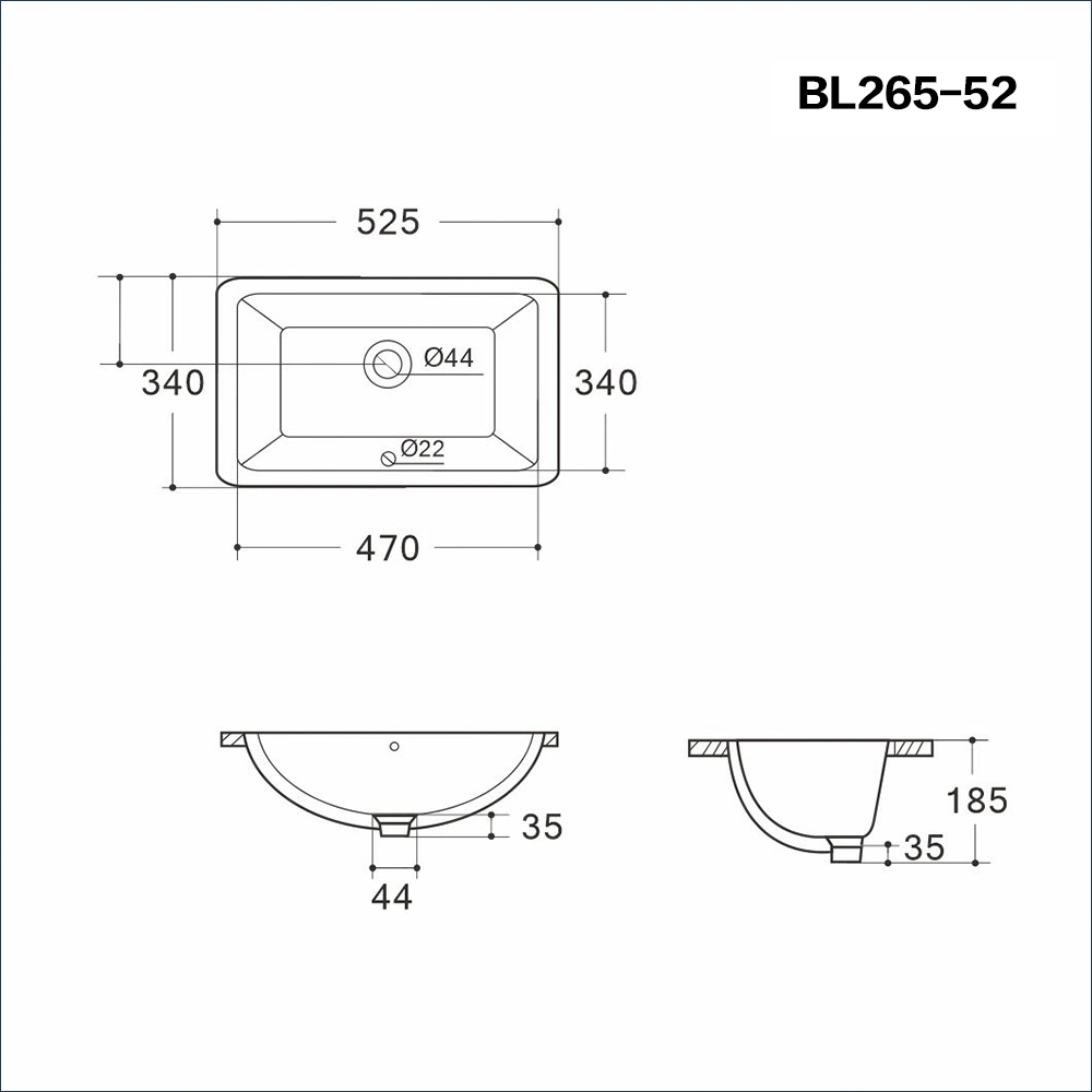 Chinese Wholesale/Supplier Sanitary Ware Furniture White Ceramic Rectangular 20 5/8" Undermount Bathroom Vanity Wash Sink Basin