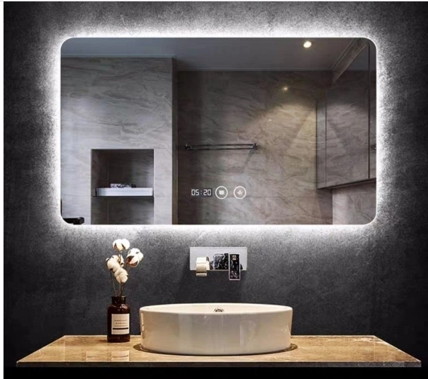 Silver Home Wall Decor Furniture Makeup LED Bathroom Vanity Mirror