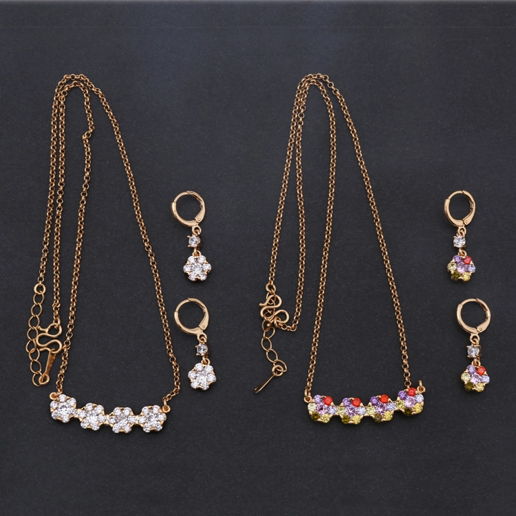 Costume Wholesale/Supplier Fashion Imitation Gold Silver Stainless Steel Charm Jewelry with Earring Pendant Necklace Sets