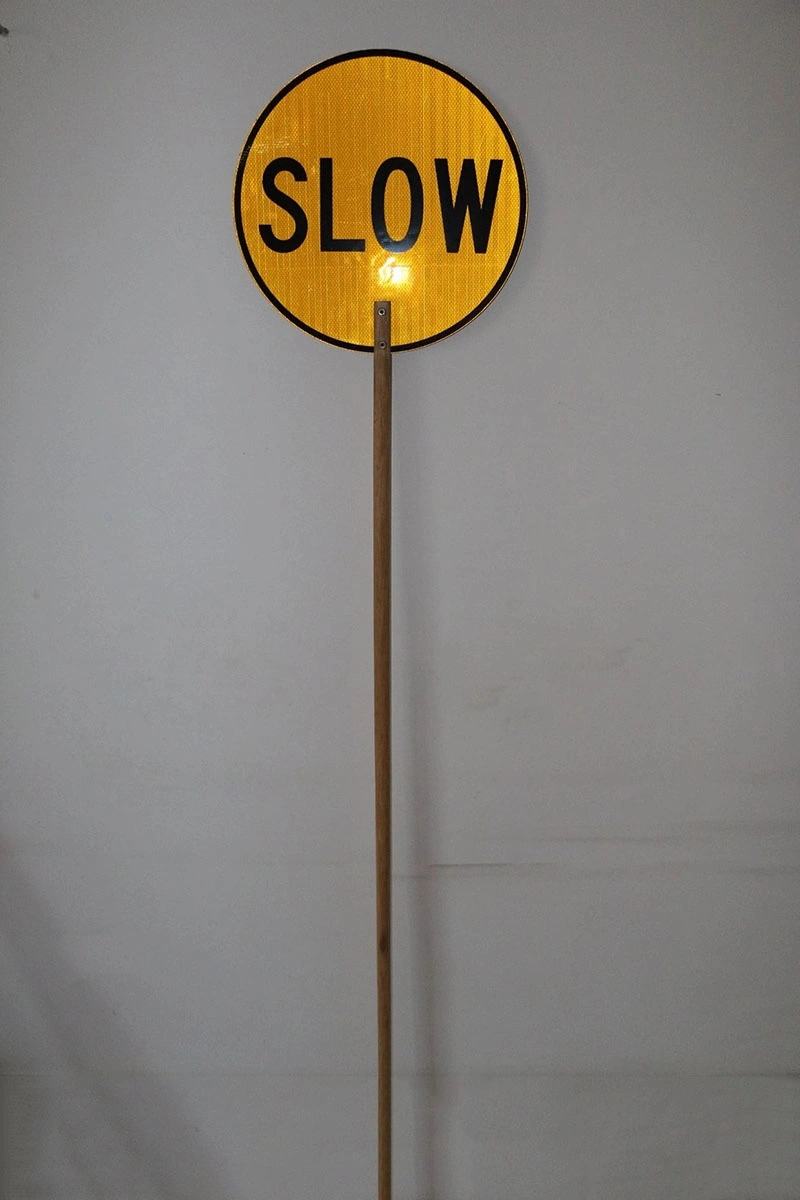 Aluminum Reflective Hand Held Stop Slow Traffic Safety Paddle Sign