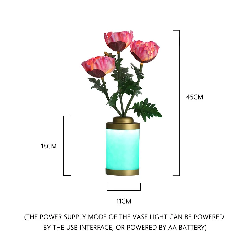 Amazon Tiktok Home Decoration LED Interior Lighting Desk Bedside Rechargeable Wholesale/Supplier Lighting Touch Rose Artificial Flowers Christmas Decoration