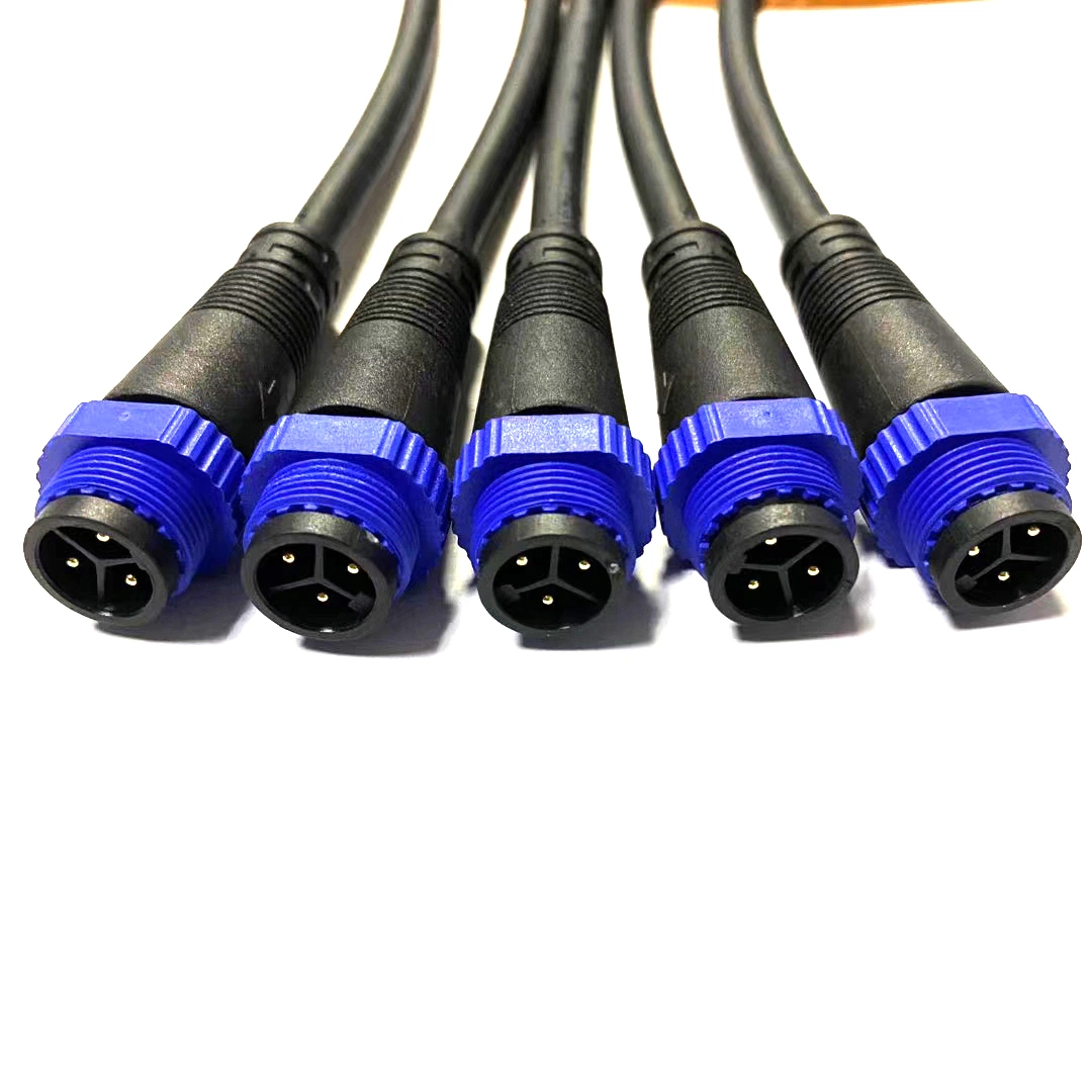 M15 Circular Plug  3Cores Waterproof Cable, Quick Lock Design for LED Light Outdoor