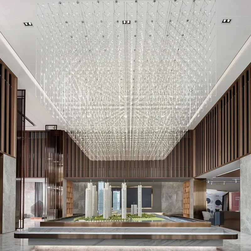 LED-Licht Cube Innen Kronleuchter Hotel Projekt Lobby Kundenspezifische groß Quadratische Kronleuchter