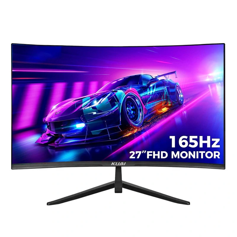 27 شاشة ألعاب ذات دقة فائقة بدقة 1920 × 1080 منحنى AMD FreeSync Premium 165Hz Refresh 1ms Zeroframe Design Desktop PC شاشة عرض LCD