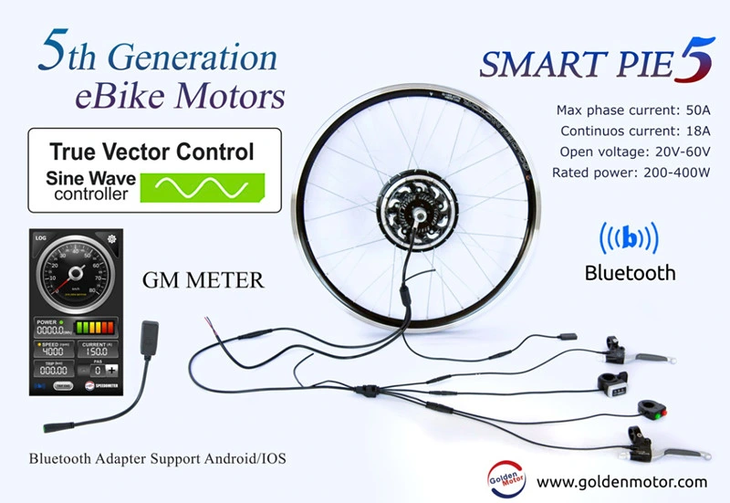 20-60V Bicicleta eléctrica el Kit de conversión con el controlador de vectores, Bluetooth, medidor de GM