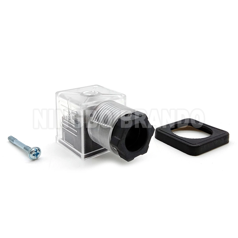 DIN43650A AC DC Transparent MPM 18mm IP65 2P+E 3P+E Solenoid Valve Coil Connector With LED DIN 43650A DIN 43650 Form A