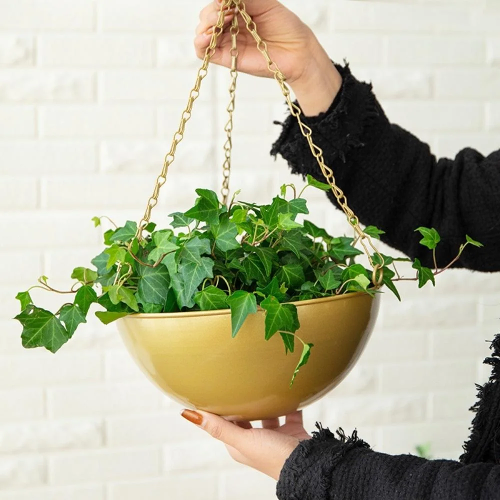 Plant Pot Hanging Planter Flowerpot Golden Hanger Iron Flower Storage Container Lawn House Bl19939