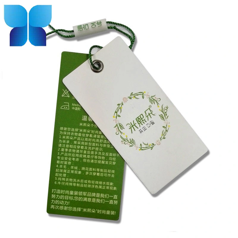 Printed Logo Custom White Paper Hang Tag Printing with Barcode