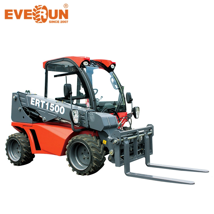 Everun Ert1500 1.35ton Telescopic Boom Compact Telehandler Mini Carregador de Rodas Telescópico Pequeno Equipamento Agrícola/Construção com Euro5/EPA4.