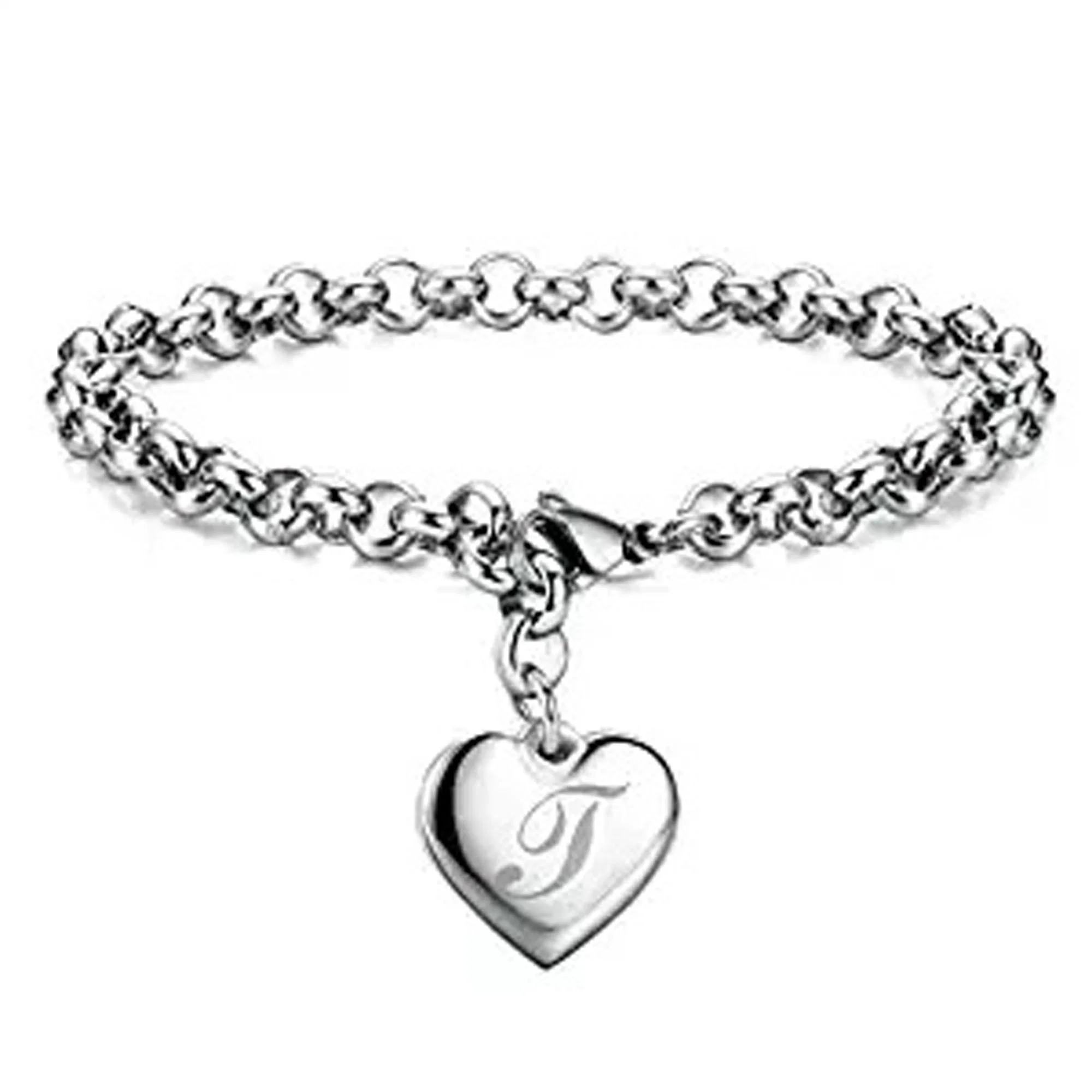 Brazaletes de encanto para niñas chicas adolescentes Regalos Acero inoxidable 26 Letras Pulsera de corazón