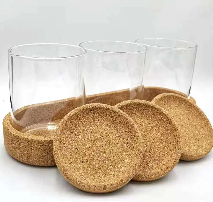 Glass Jar Set on Bamboo Tray and Natural Cork Lids Cork Tray