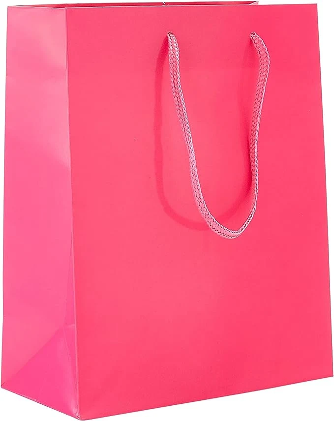 Gloss Matte Euro Tote Bag with Cotton Rope Handle, Reusable Paper Shopping Bags