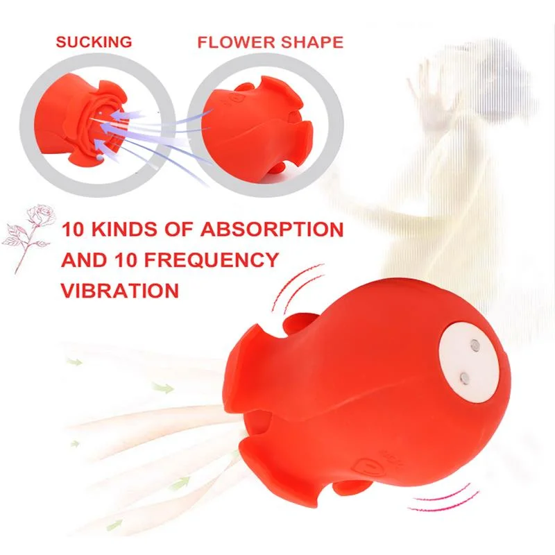 Rose Flower High quality/High cost performance  Rose Shaped Female Sex Toy Silicone Vibrating Sucking Vibrator