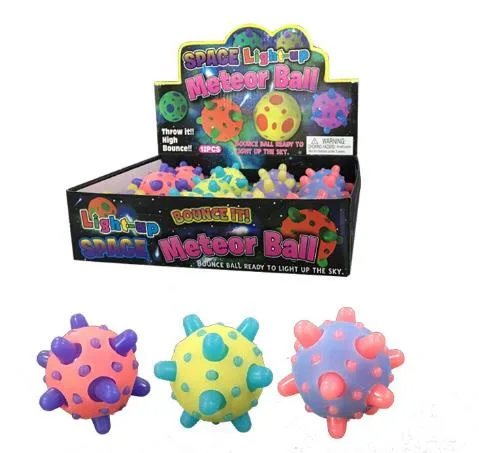 2022 TPR Puzzle Bouncy Ball Toys Children's Gifts Bulk Fidgeting Multi-Color Light up LED Luminous Meteor Bouncing Balls