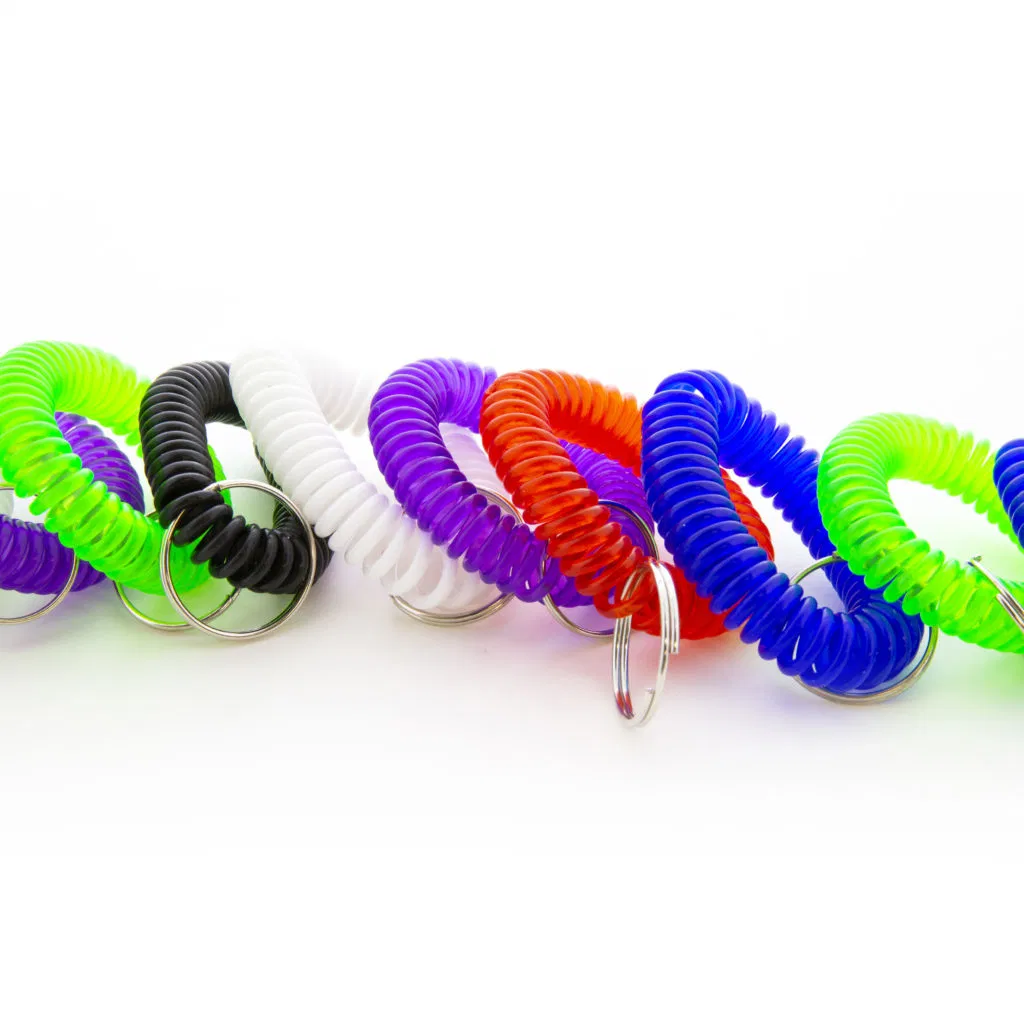 Colorful Flexible Spiral Coil Stretchable Spring Wristband Key Ring for ID Badge Sports