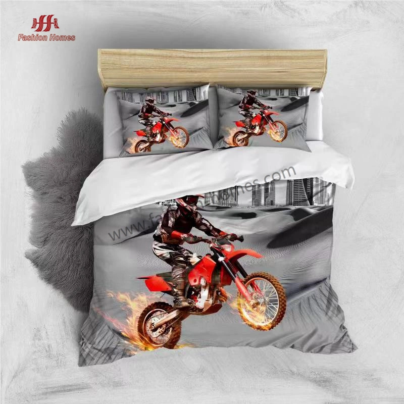 3D Digital Cars and Motorcycle Printed Quilt Comforter