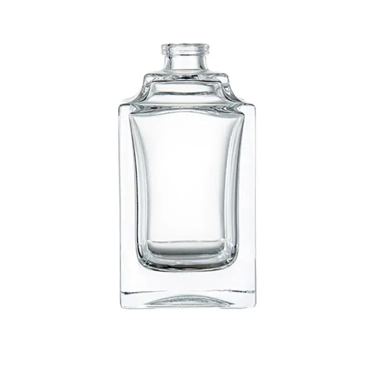 Frasco Perfume de luxo, 100 ml, pulverizador de vidro quadrado e pulverizador Perfume Embalagem transparente para garrafas