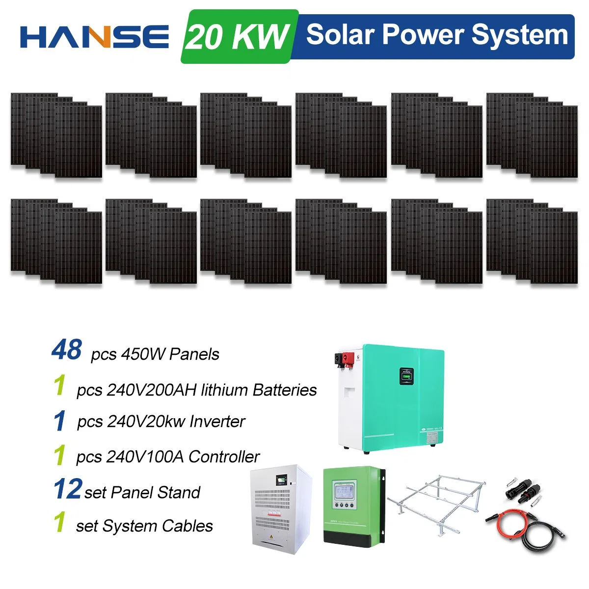 Système solaire Accueil Accueil 10kw d'énergie solaire 20kw Kits panneau solaire 20000 Watt Système d'énergie solaire résidentiel