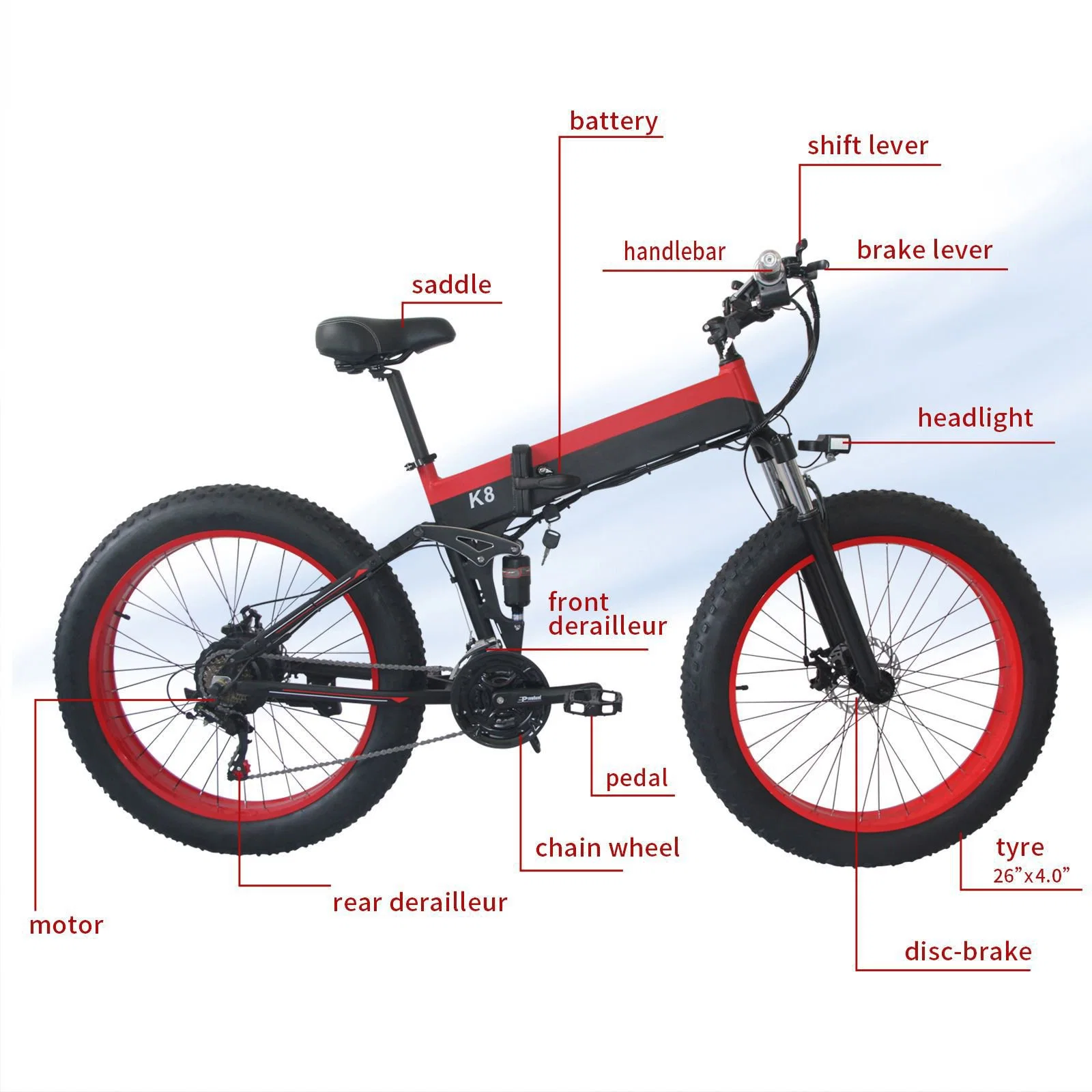 26" Elektro-Faltrad Elektro-City-Bike Mountainbike mit 350W/500W Brushless Disc Brake E Bike