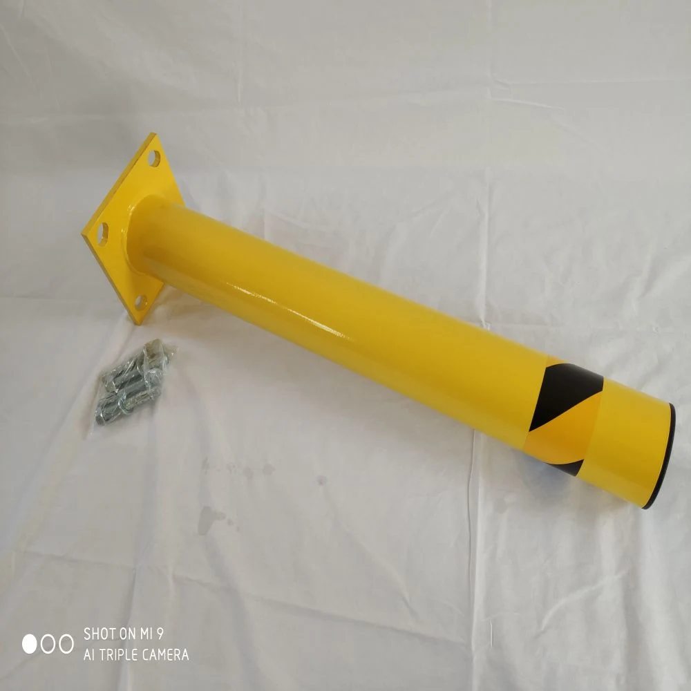 1044mm Height Yellow Metal Surface Mounted Parking Crash Protection Bollard Fixed for Unwanted Traffic