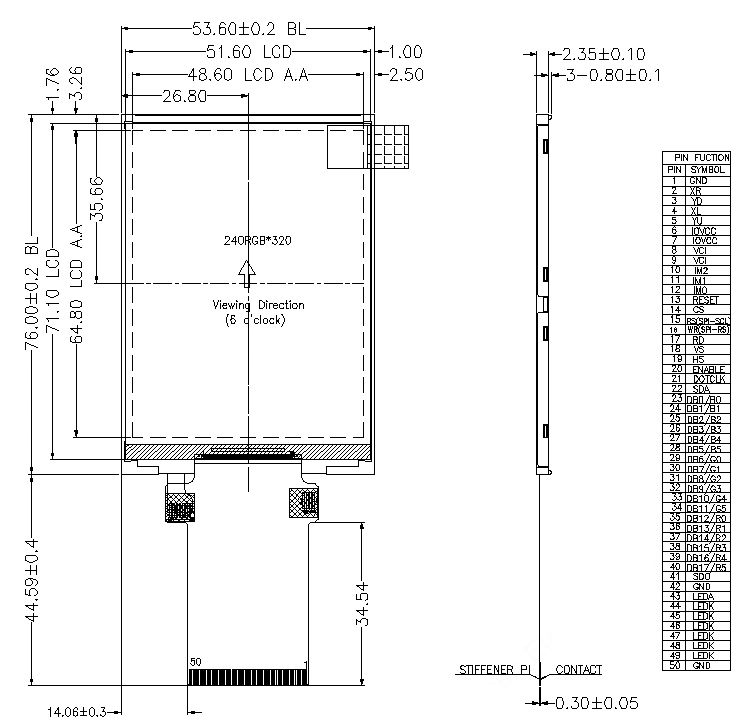 Ronen Rg032e1jt-01 for PDA Display 3.2inch 240*400 TFT LCD Screen