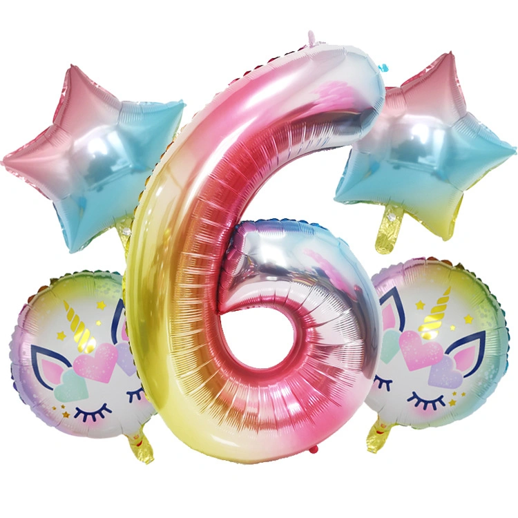 Unicorn Kids Birthday Party Decoration 40 дюймов номер Фэлль надувные шары