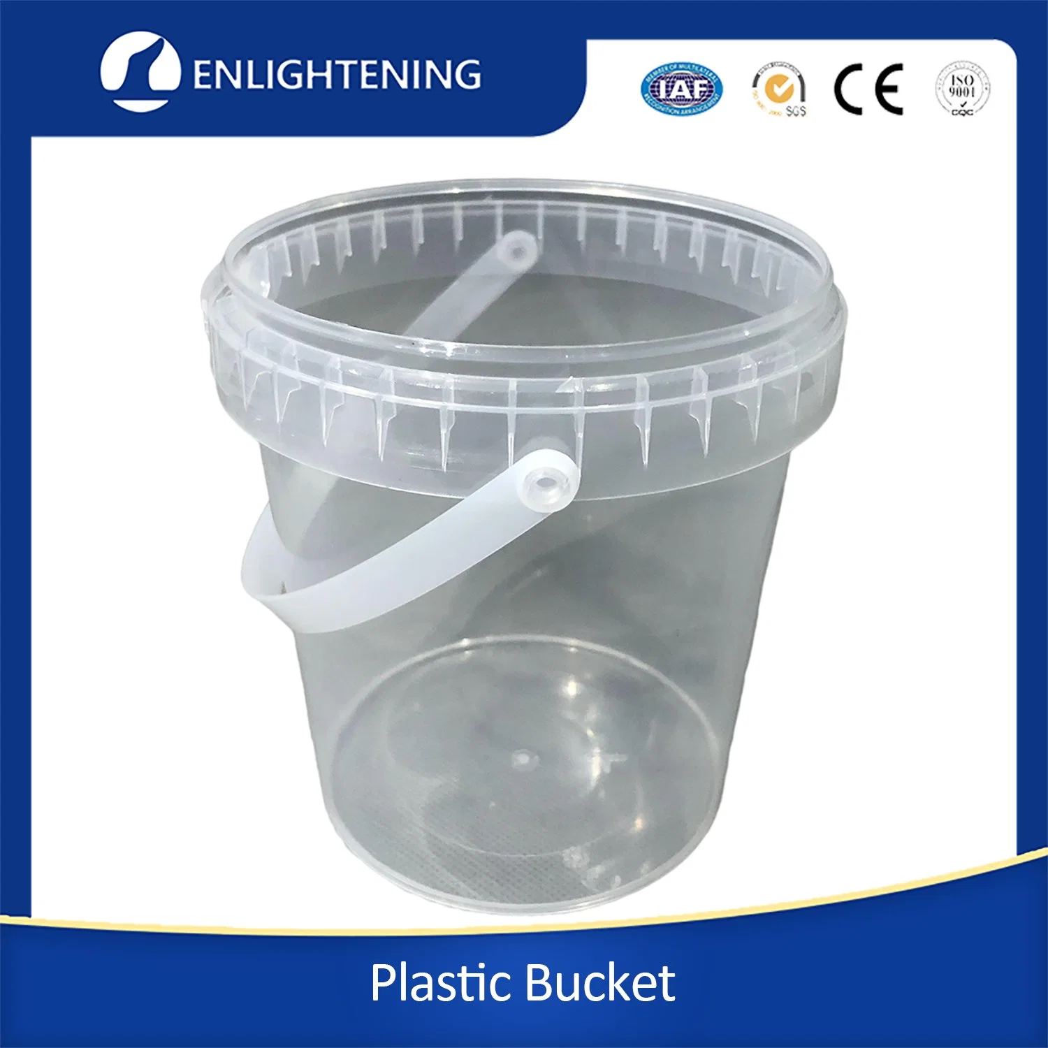 Food Grade Clear Plastic Packaging Barrel & Bucket with Lid & Handle