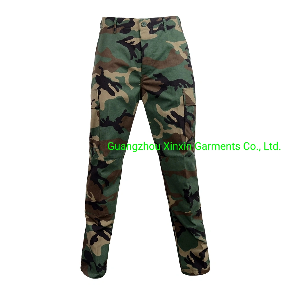 Estilo de estilo de Polícia Militar Mens combate táctico de poliéster 65 35 Algodão Woodland Camouflage Bdu estilo exército uniformes (W2265)