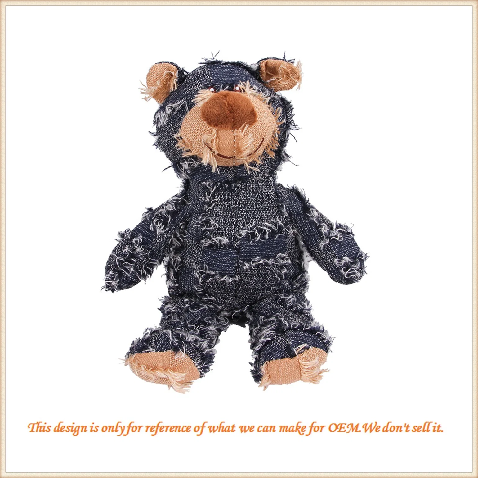 2 Size Fashion Design Cute Bear Plush/Jean Wity PP Cotton Pet Soft Toy for Dog