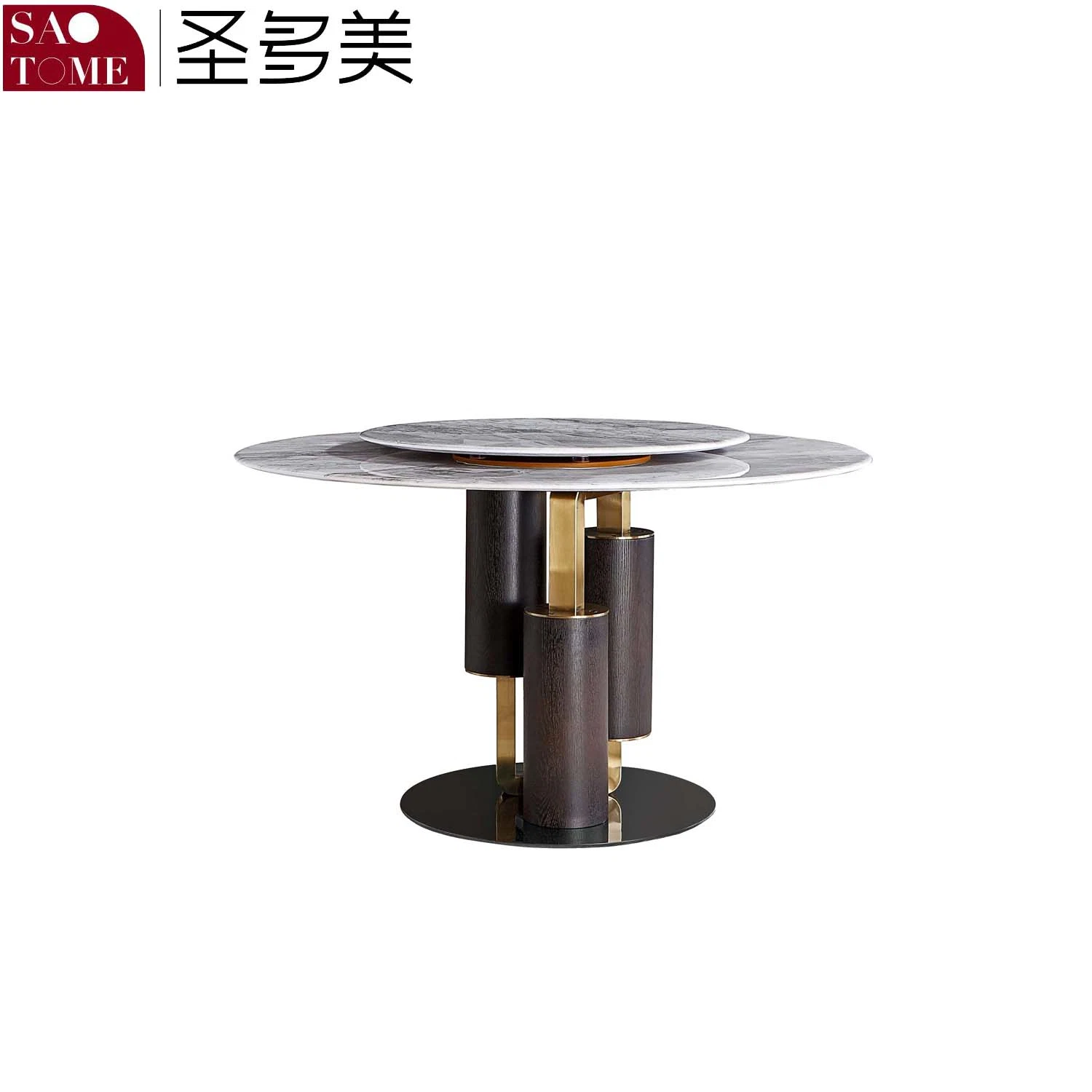 Rock/Marble Round Household Dining Table and Chair Set